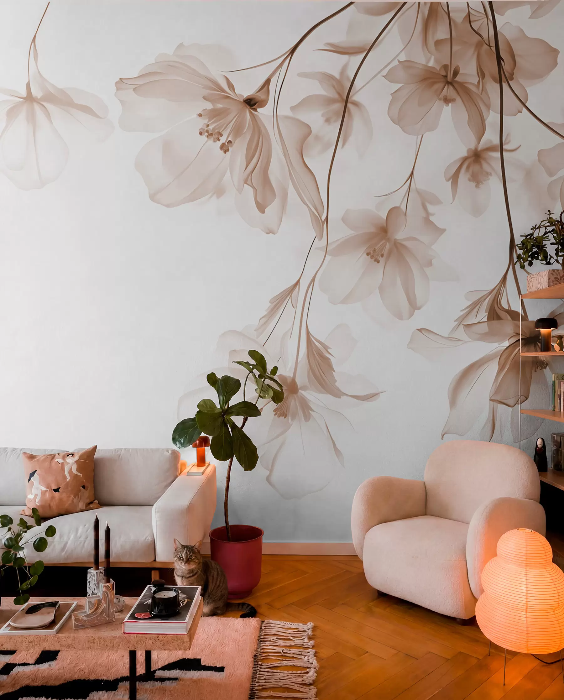 wall murals Viseći cvjetovi u nježnoj ruži w08911v1