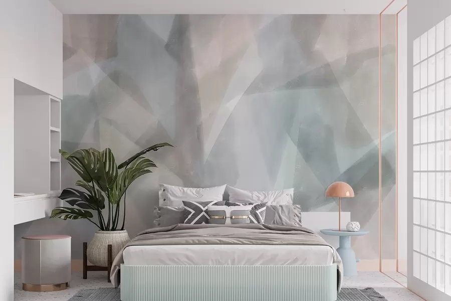 wall murals Апстрактни геометријски облици са ефектом акварела, нежне пастелне боје w08919