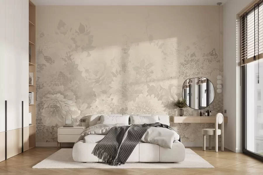 wall murals Деликатно, једнобојно, старинско цвеће w08925v2