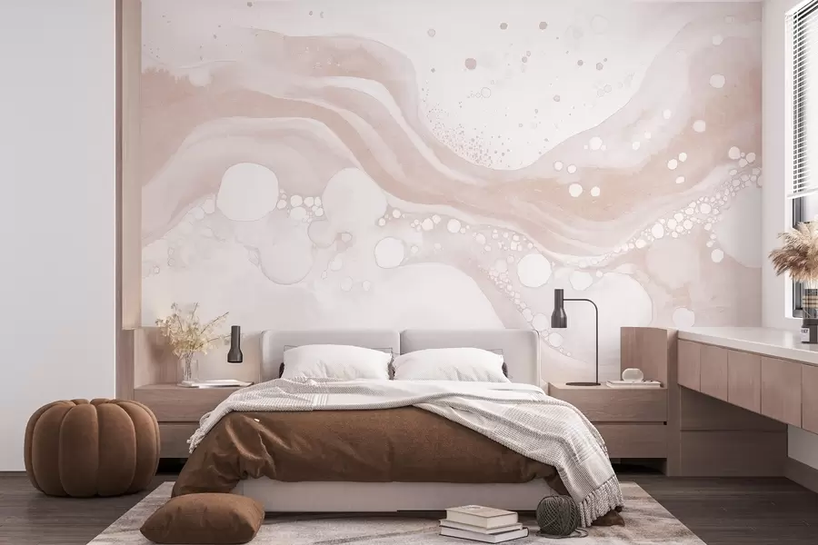 wall murals Акварел стил апстракције цртеж, флуидна уметност, беж боја w03403
