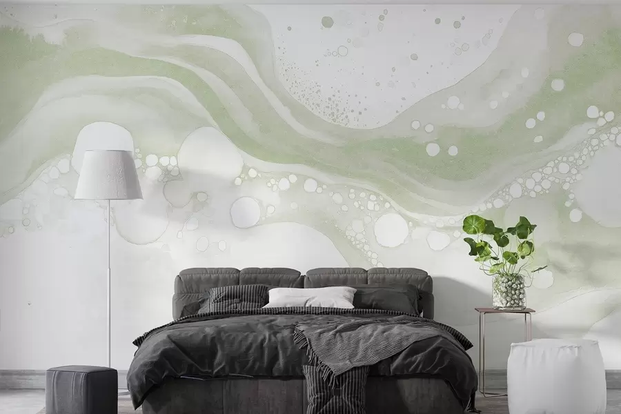 wall murals Акварел стил апстракције цртеж, флуидна уметност, зелена боја w03403v2