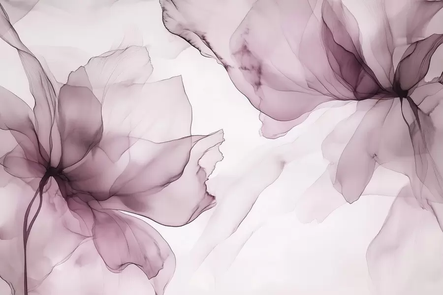wall murals Цвеће у флуидном стилу, цветна апстракција, акварел, палета ружичастих боја  w03406v1