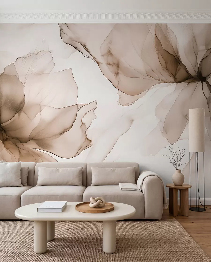wall murals Cvjetovi u dimnosmeđoj w03406v3