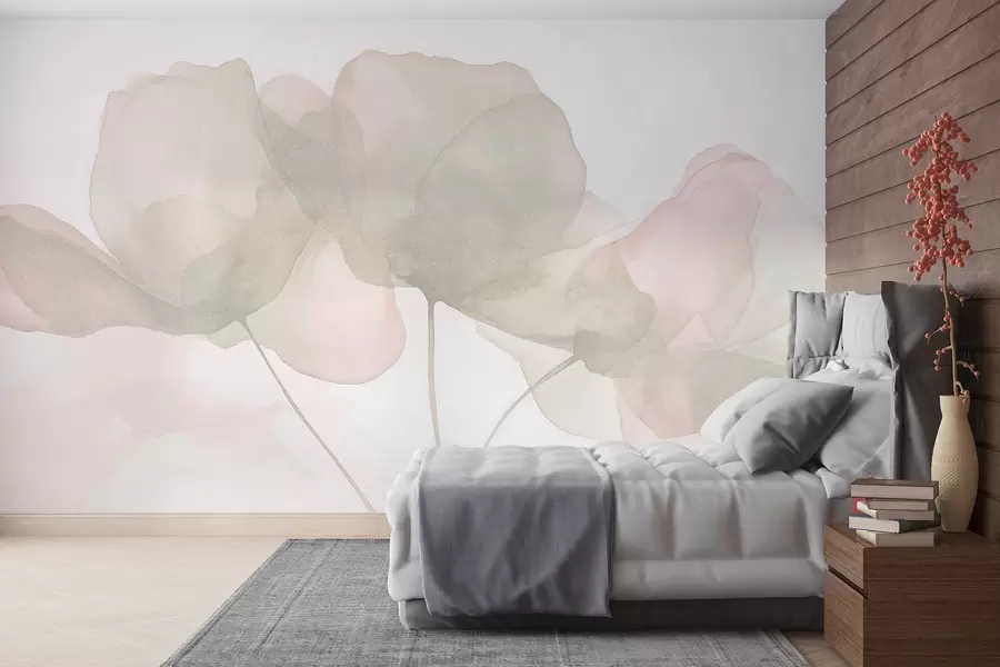 wall murals Прелепо цвеће, нежни пастел, минимализам, природно, рустикално, беж и розе w03407v1