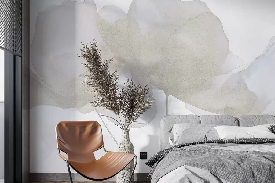 wall murals Прелепо цвеће, нежни пастел, минимализам, природно, рустикално, беж и плаво w03407v2