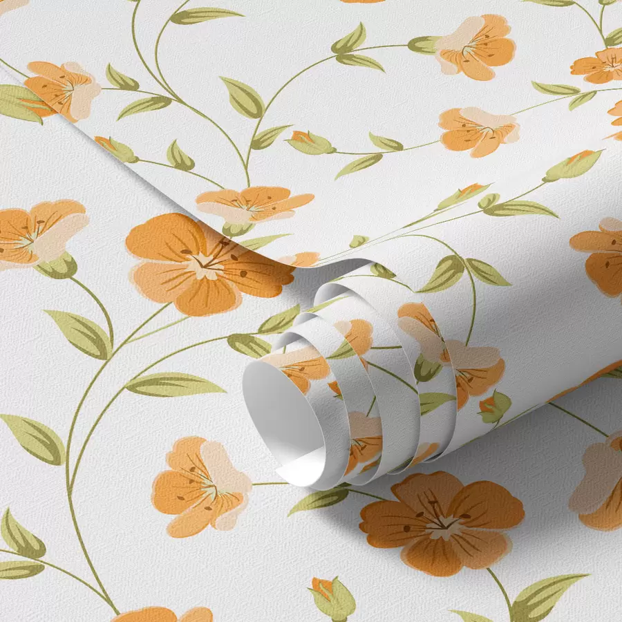 wall murals Наранџасти цветови на белој позадини a00015