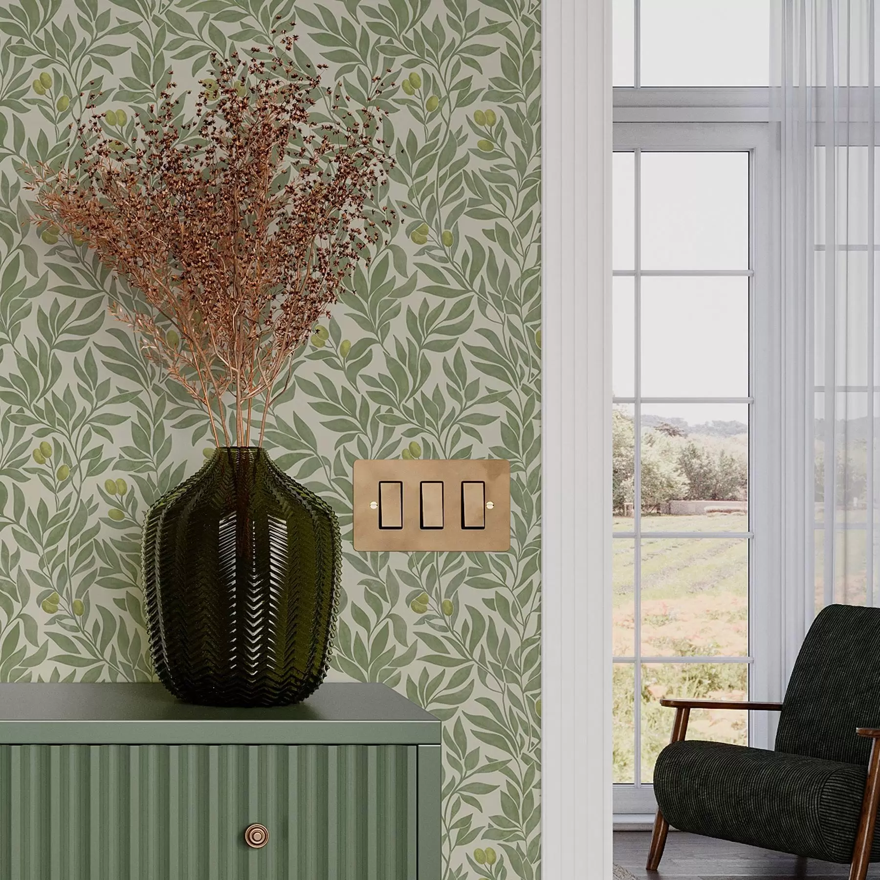 wall murals Зелене маслинове гранчице a00026