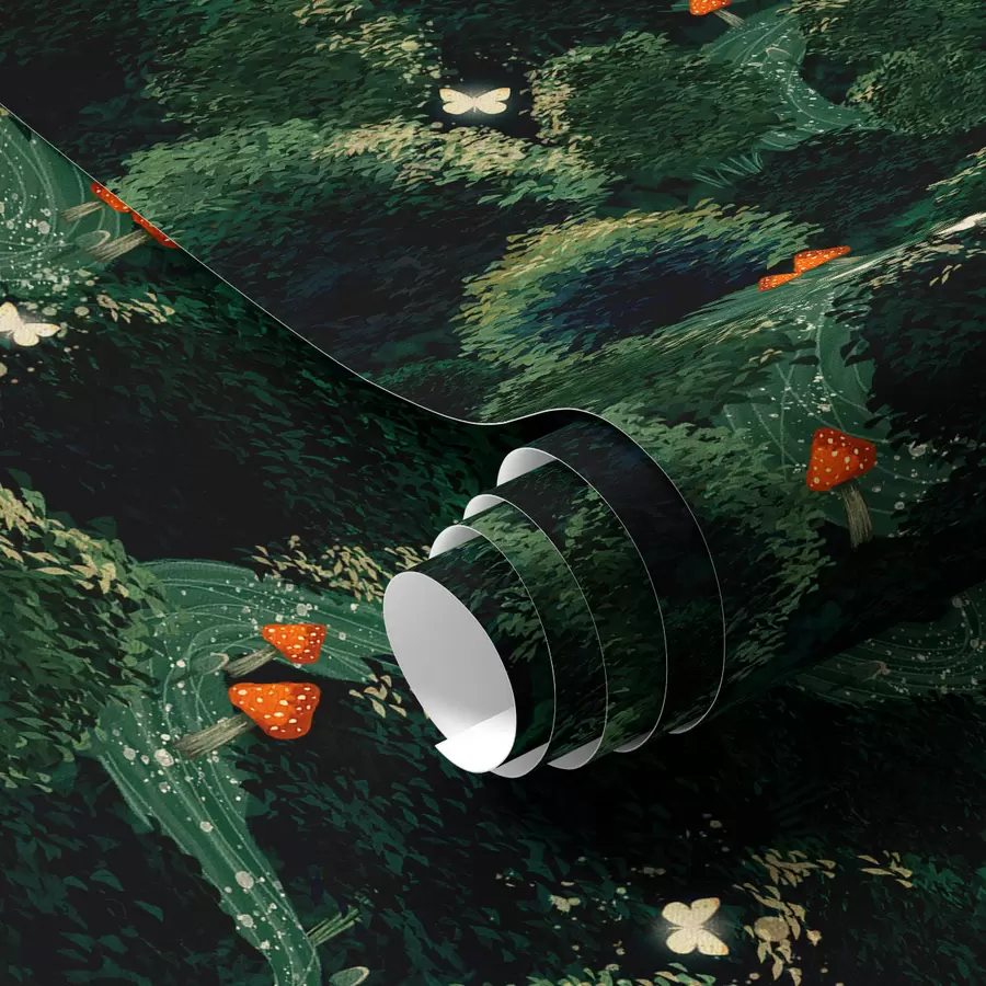 wall murals Бујне крошње дрвећа и шарене печурке a00087