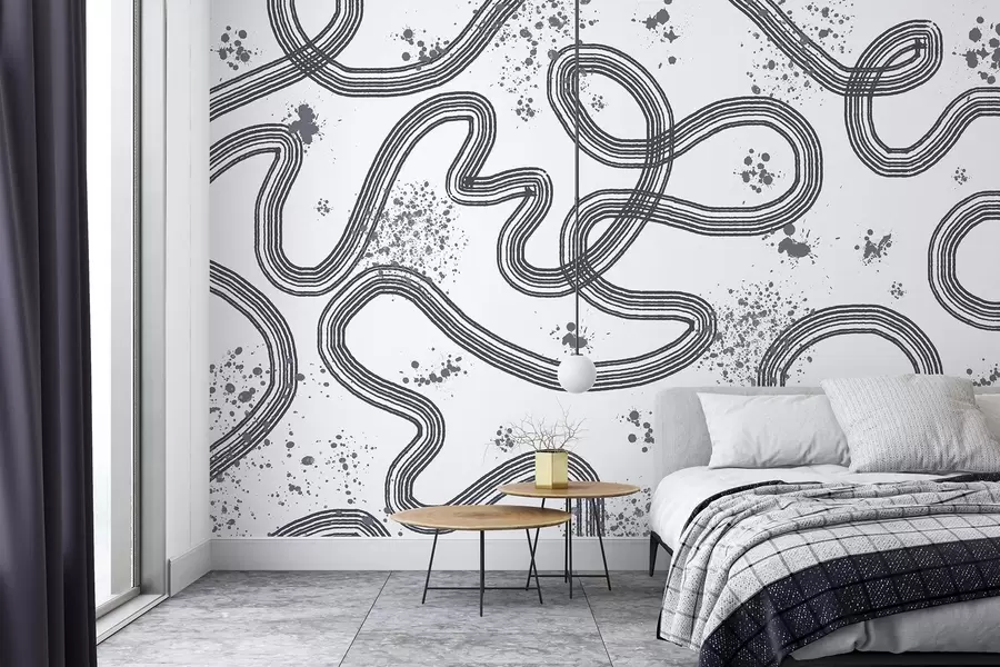 wall murals Линијски цртеж, прскање боје, минимализам, сива боја w03408v2