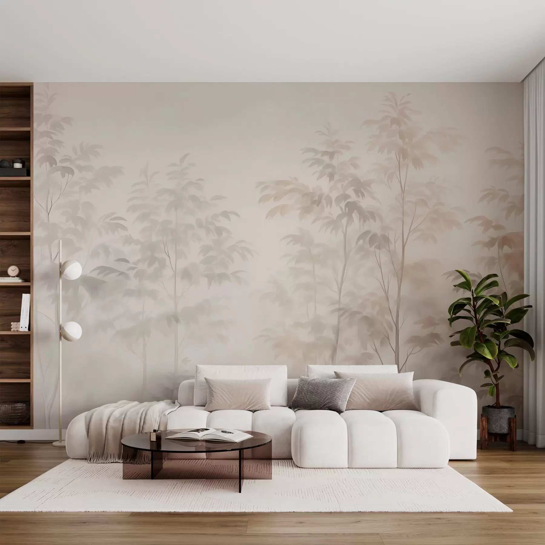 wall murals Дрвеће имитација акварела топлих боја w03474