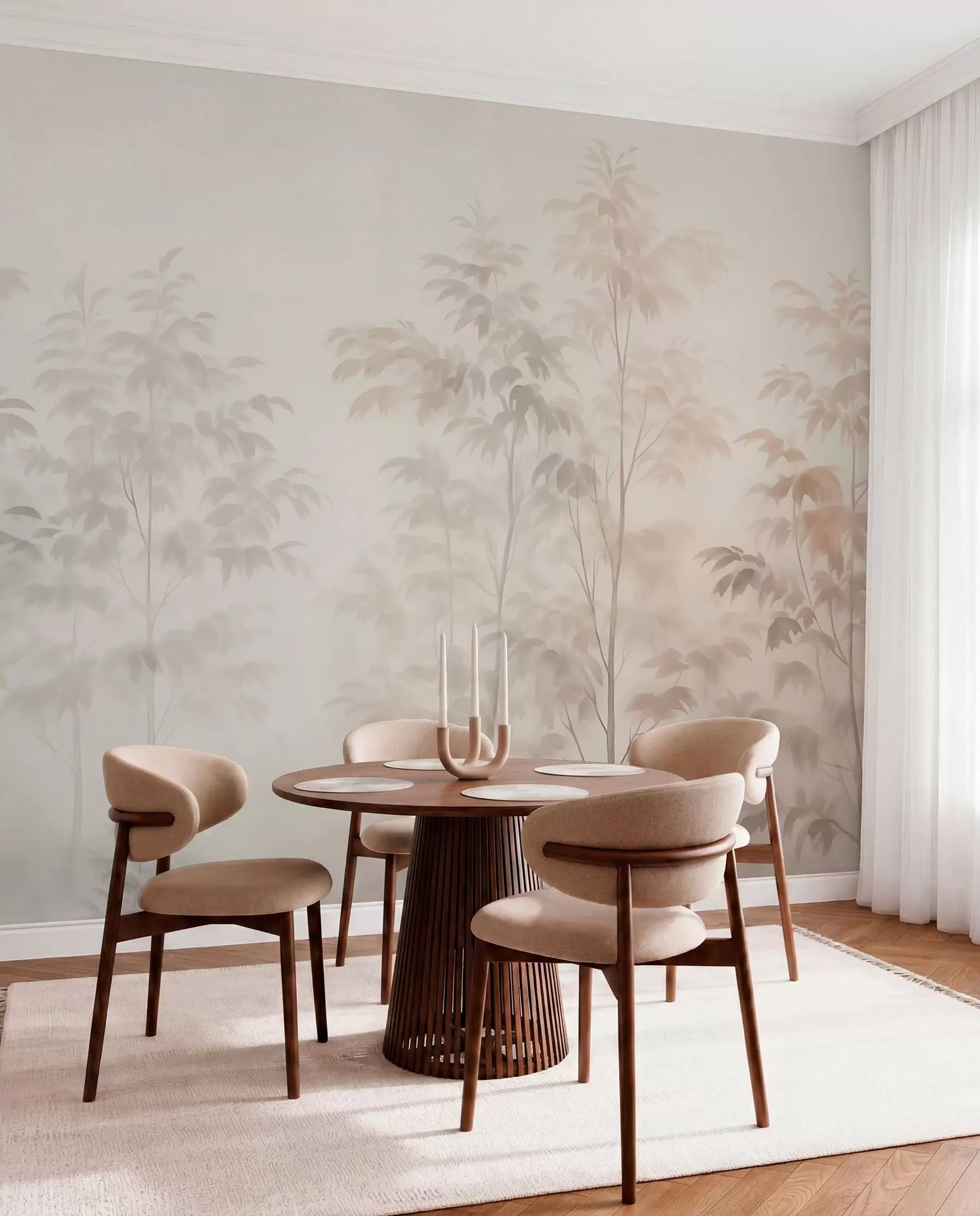 wall murals Дрвеће имитација акварела топлих боја w03474