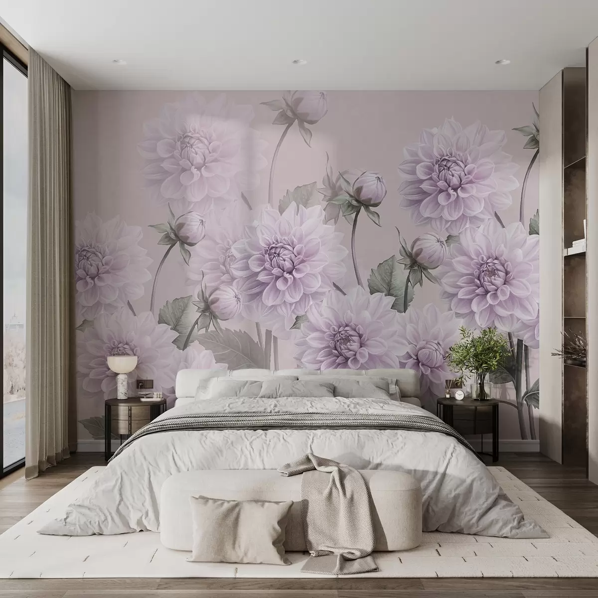 wall murals Нежно розе велико цвеће w03544