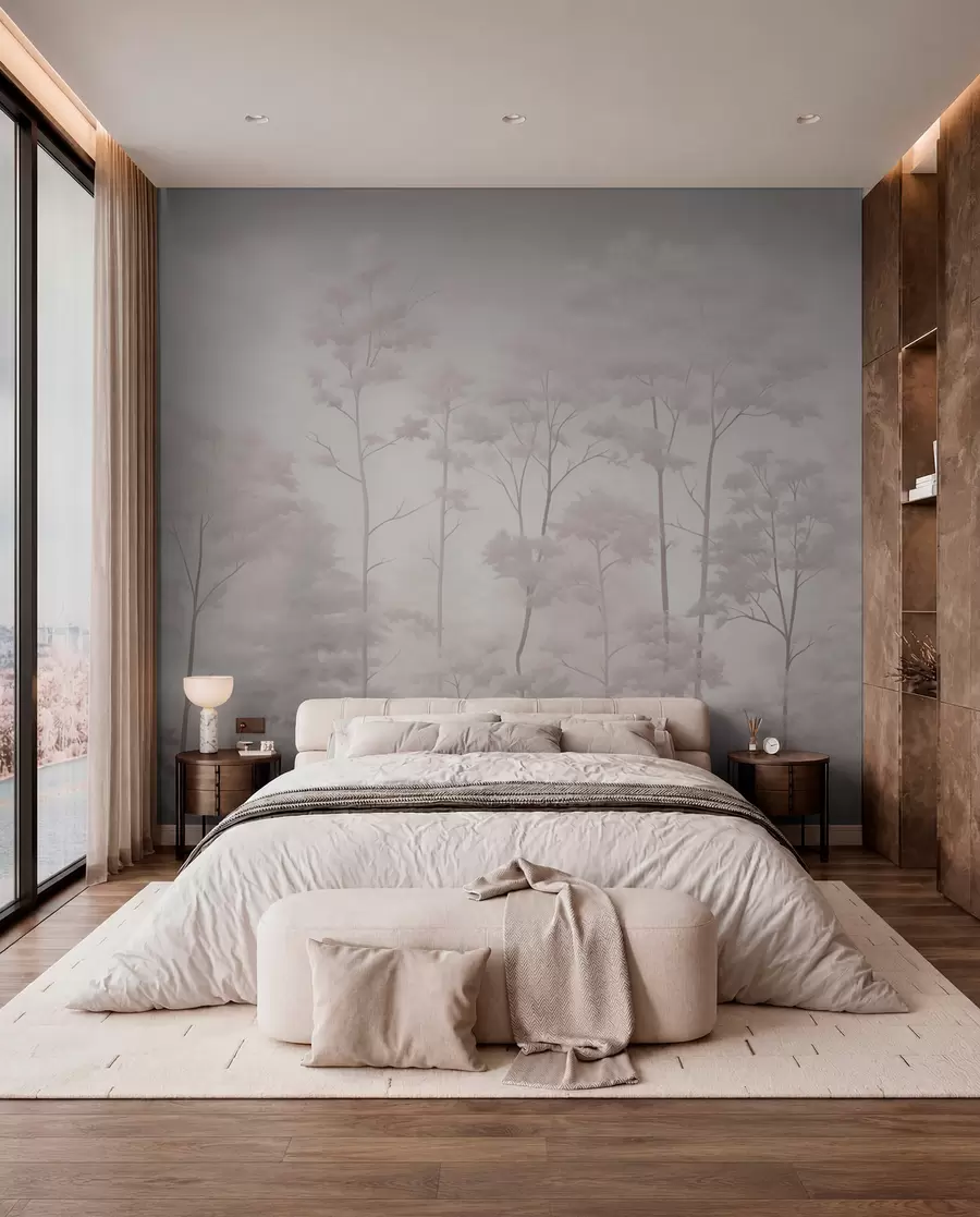 wall murals Модерна шума у деликатним светлим пастелним бојама w03525