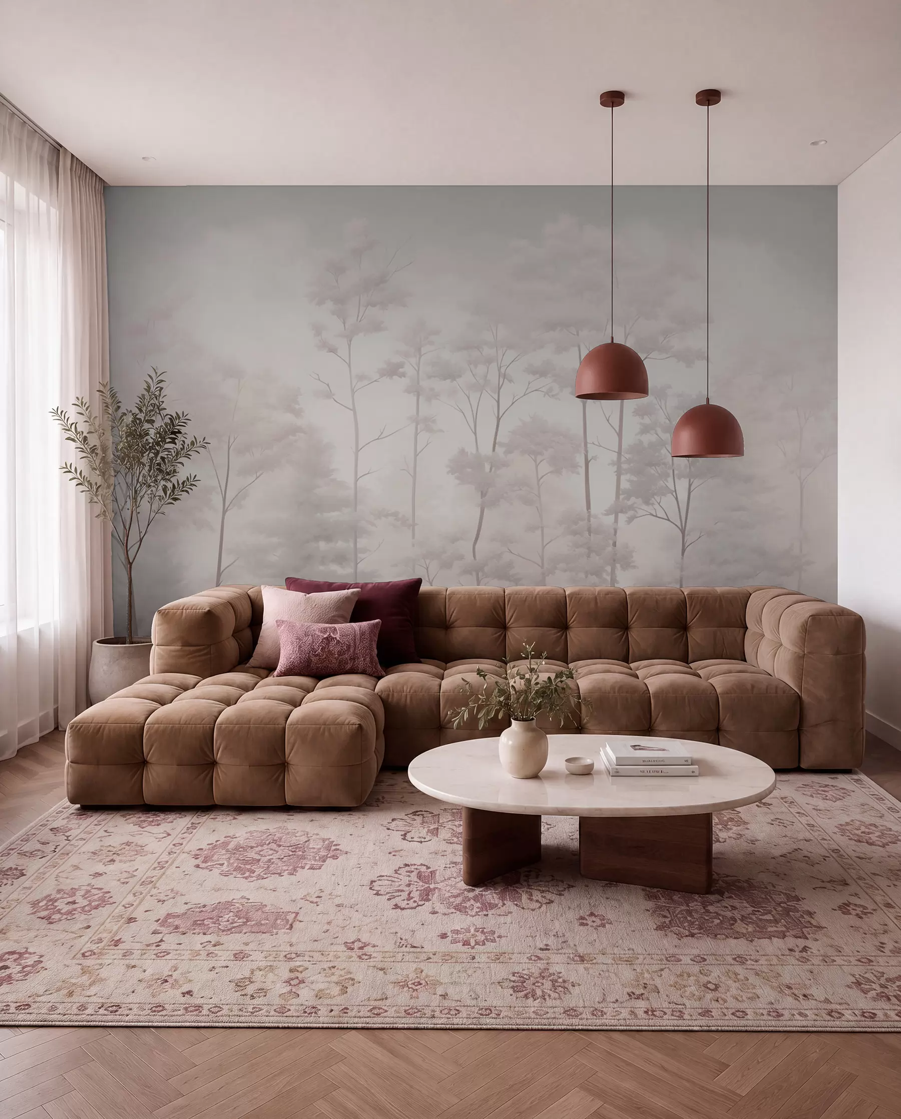 wall murals Blijede šumske siluete w03525