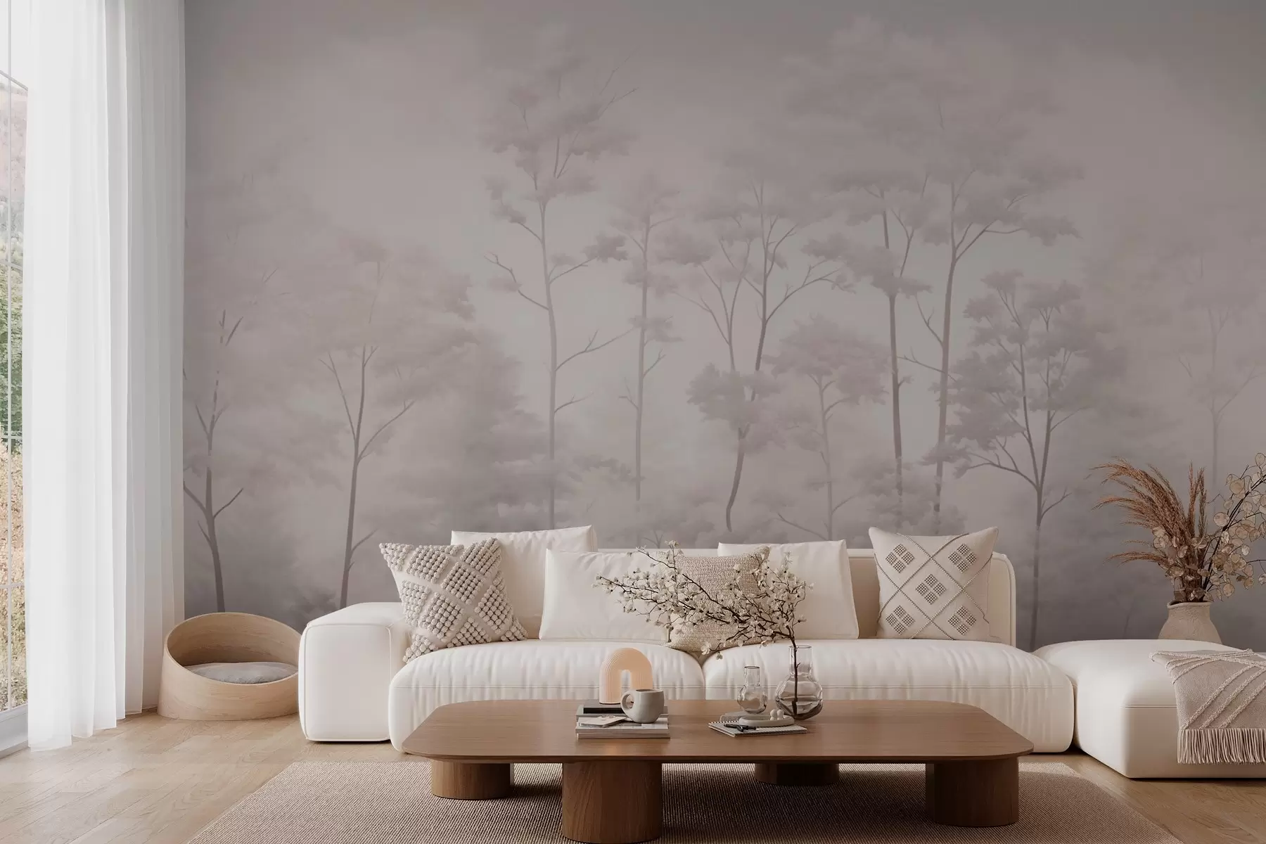 wall murals Модерна шума у деликатним светлим пастелним бојама w03525