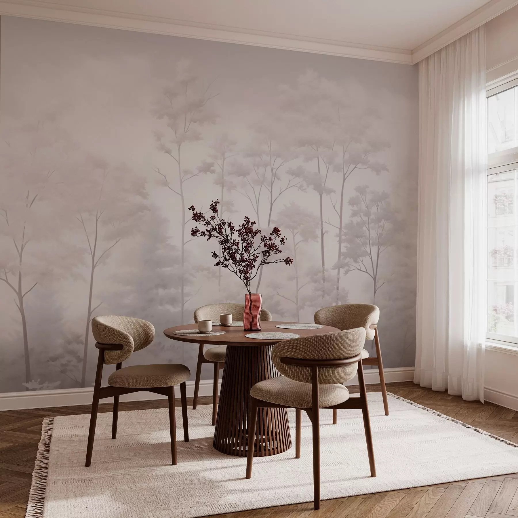 wall murals Модерна шума у деликатним светлим пастелним бојама w03525