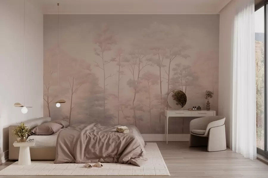 wall murals Модерна шума у нежним пастелним бојама w03525v1