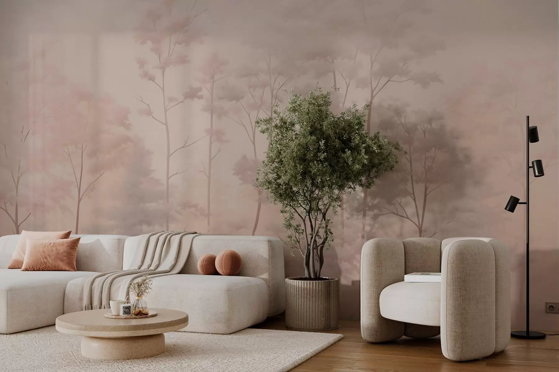 wall murals Модерна шума у нежним пастелним бојама w03525v1