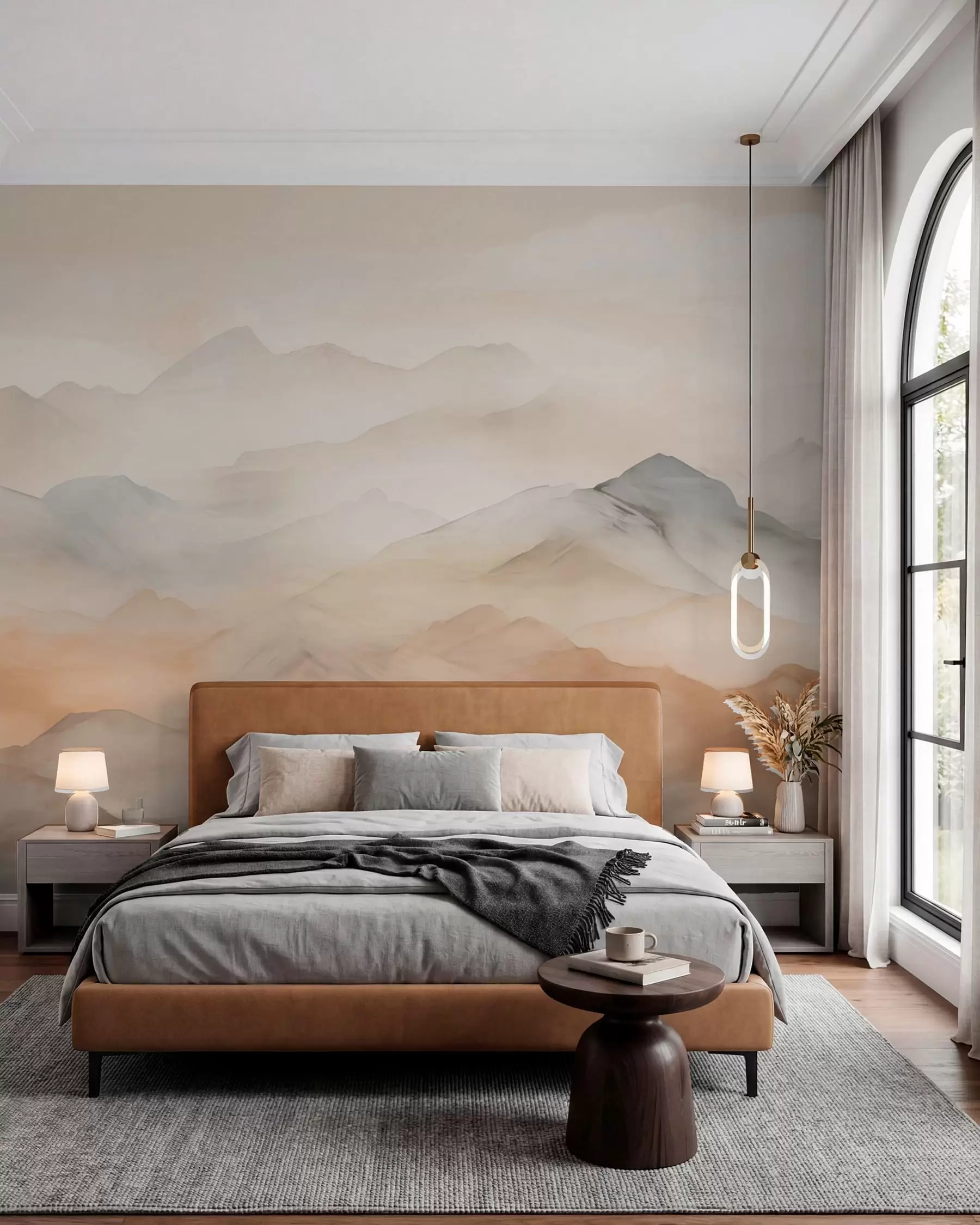 wall murals Planinski slojevi u krem boji w03535