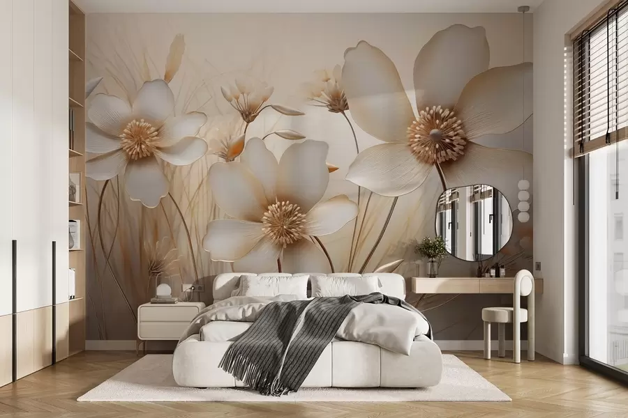 wall murals Цветна уметност у беж тоновима w08935