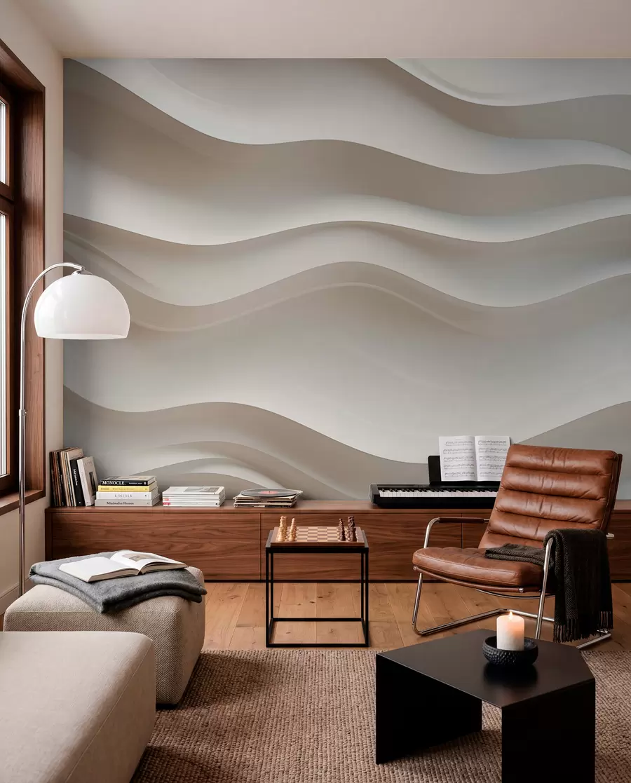 wall murals 3Д бели и сиви таласи w08939