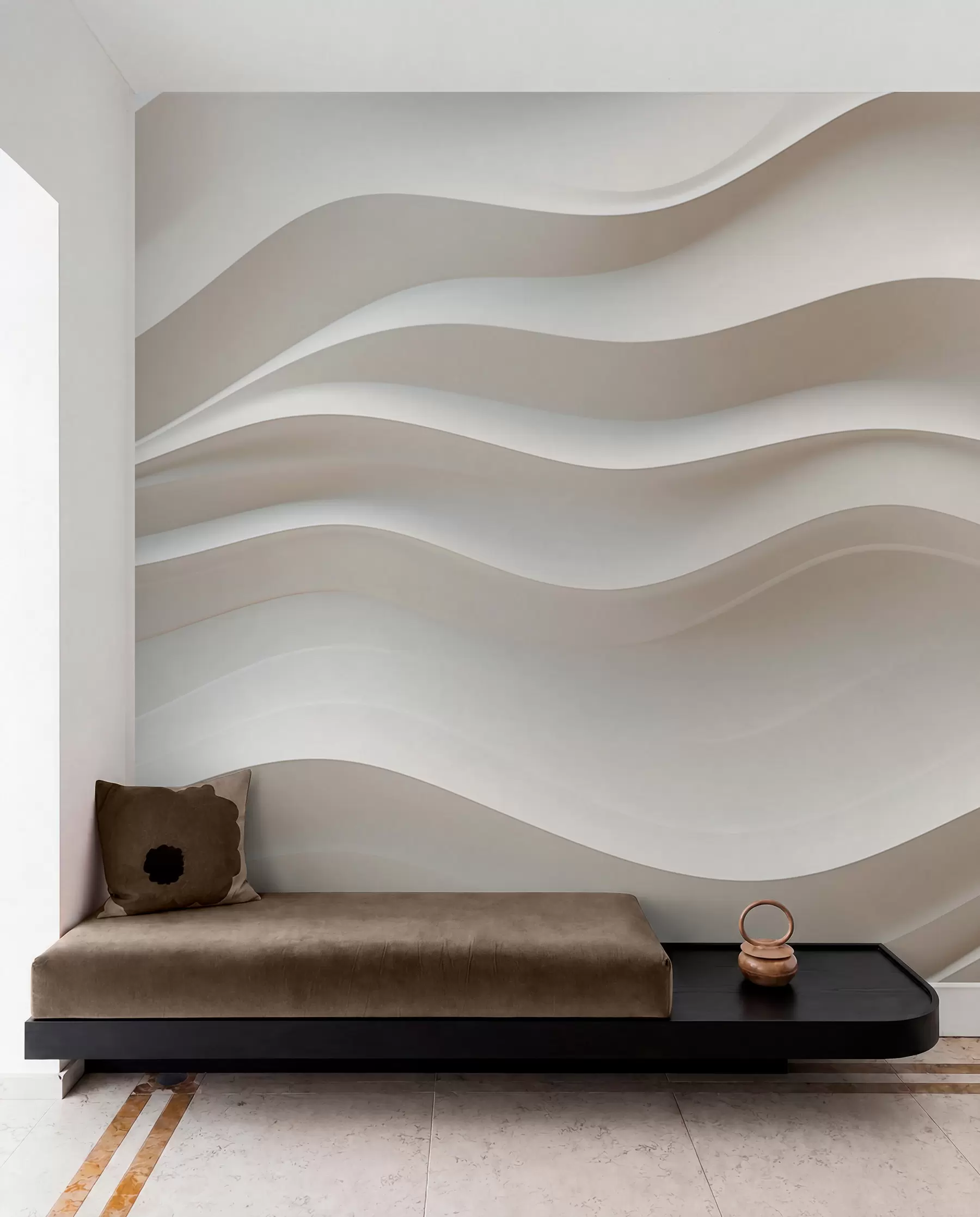 wall murals 3Д бели и сиви таласи w08939