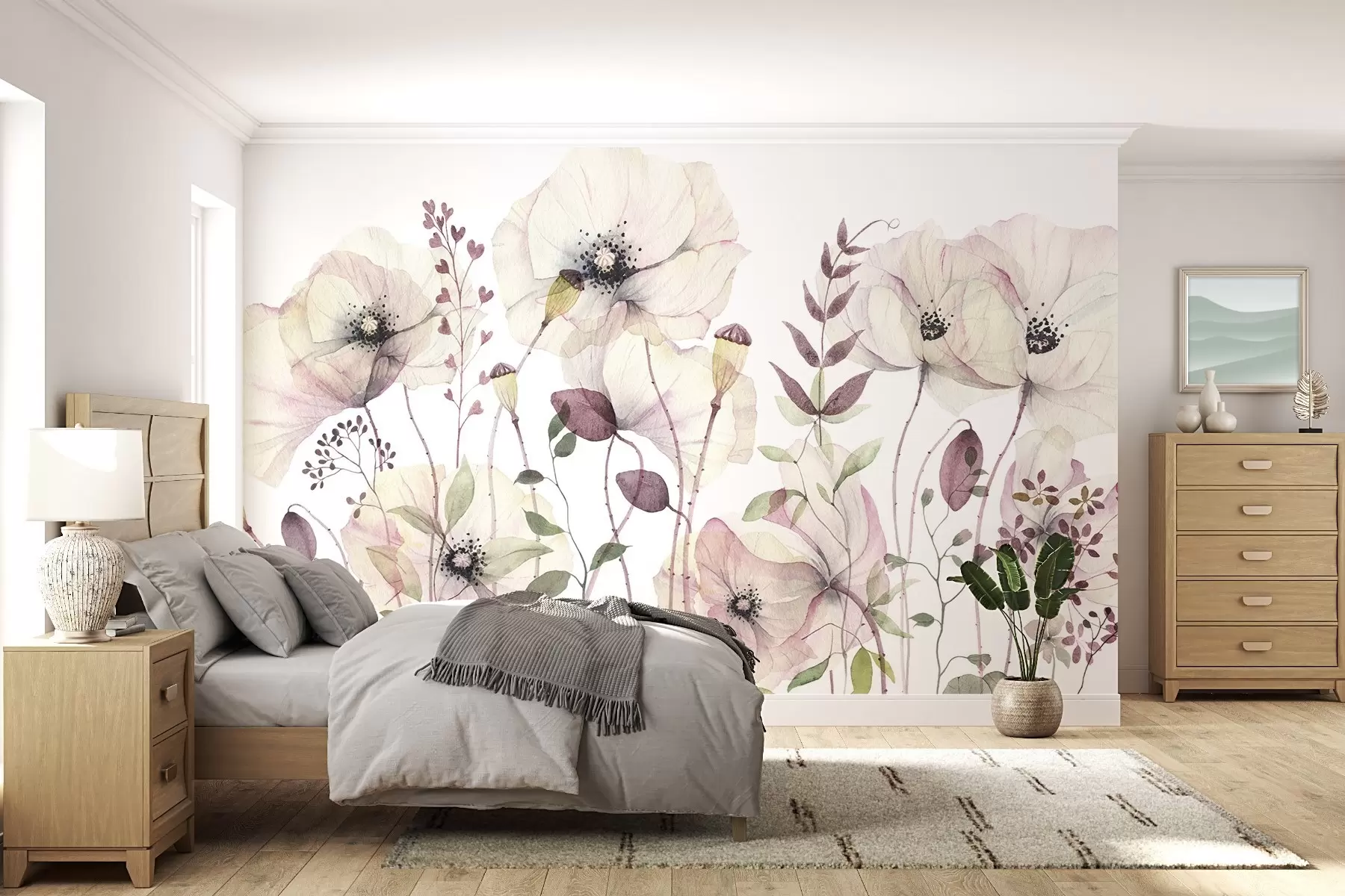 wall murals Акварел Вилдфловерс у меким природним нијансама w03543