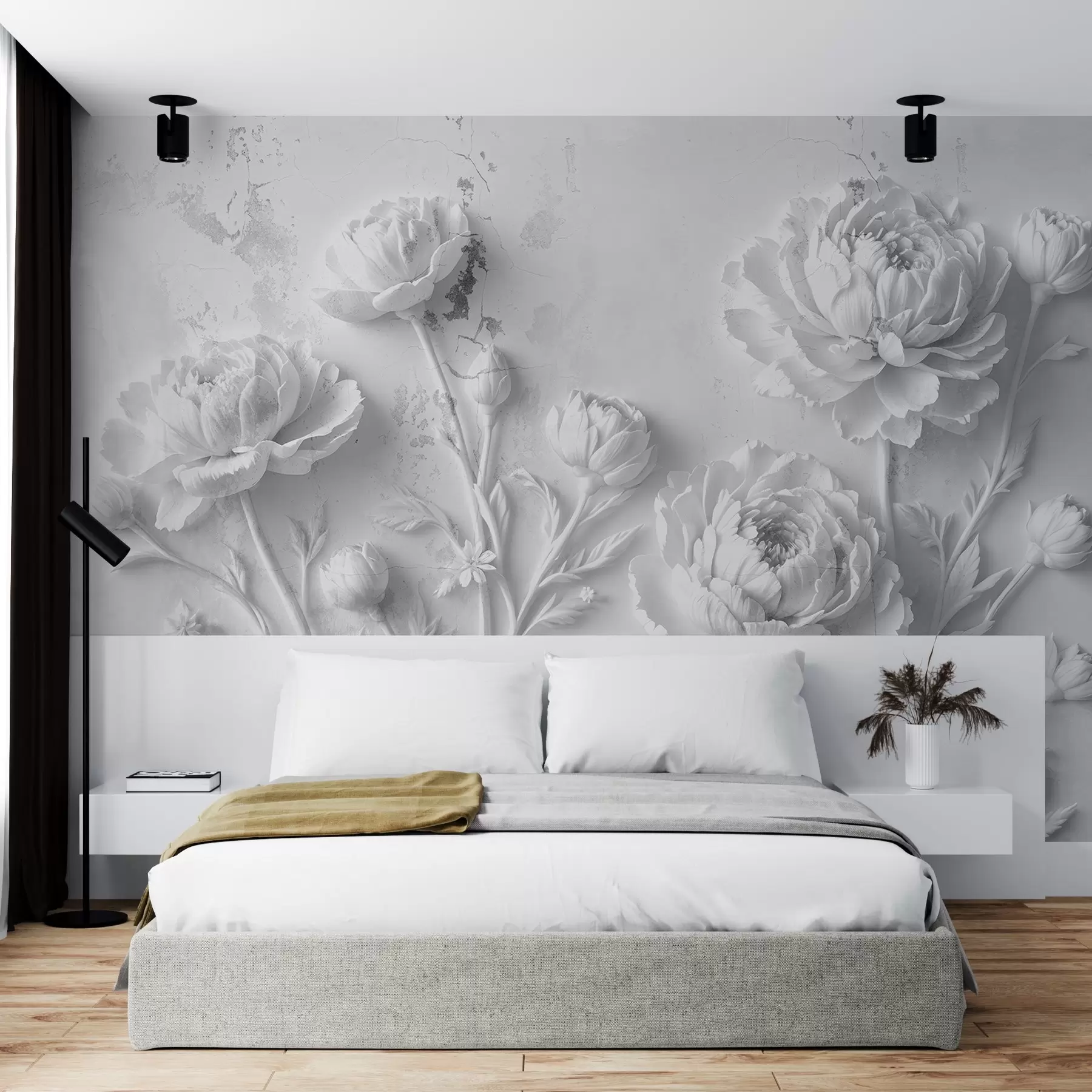 wall murals Цвеће на бетонској позадини грунге стилу w03553v2