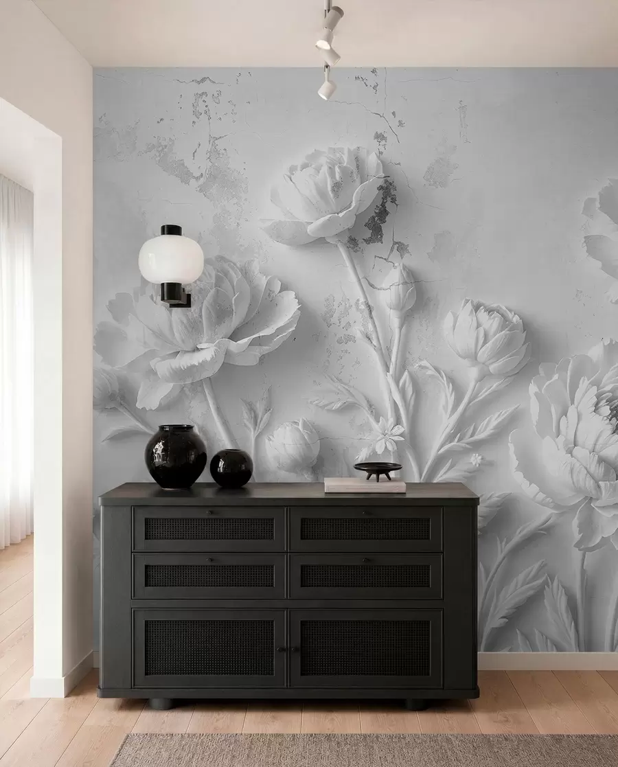 wall murals Цвеће на бетонској позадини грунге стилу w03553v2