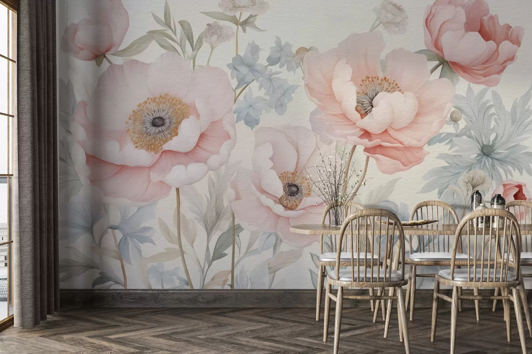 wall murals Акварел обојен букет цвећа w03555