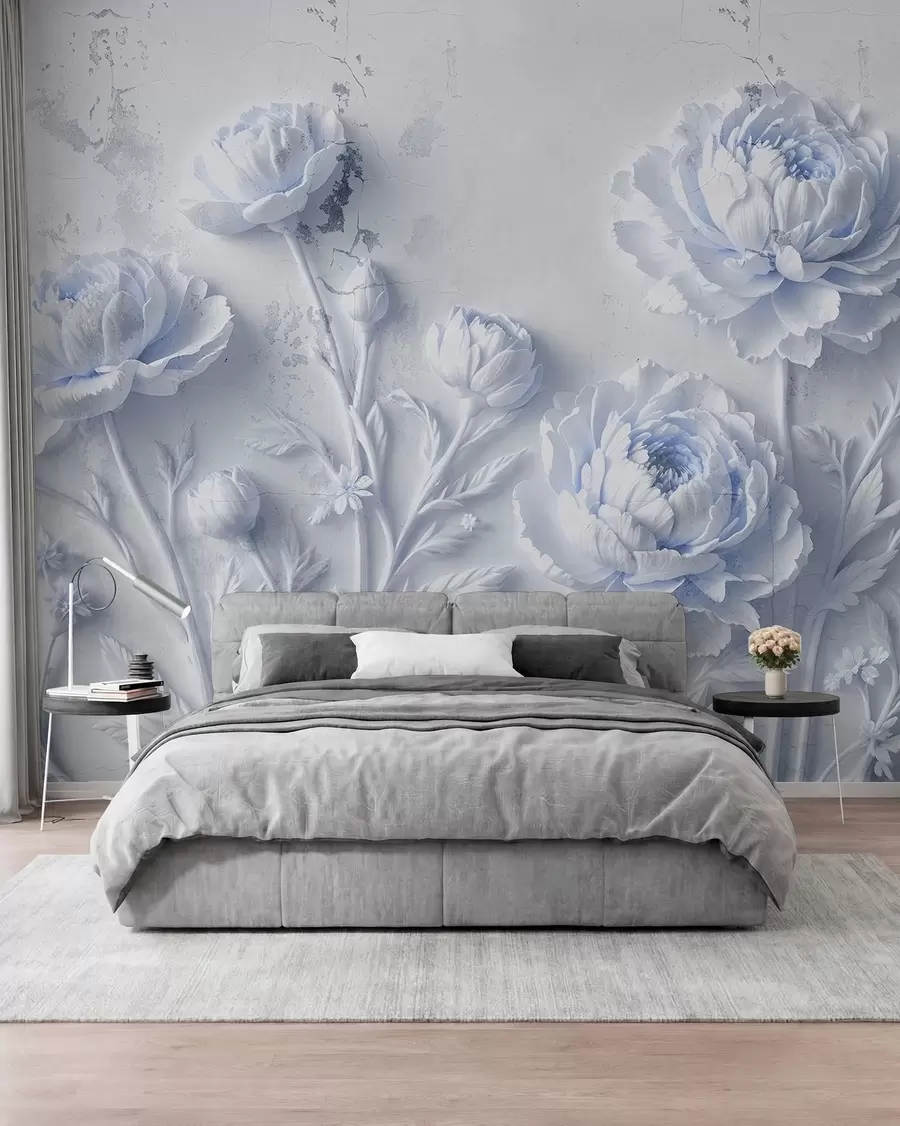 wall murals Цвеће на бетонској позадини грунге стилу w03553v1