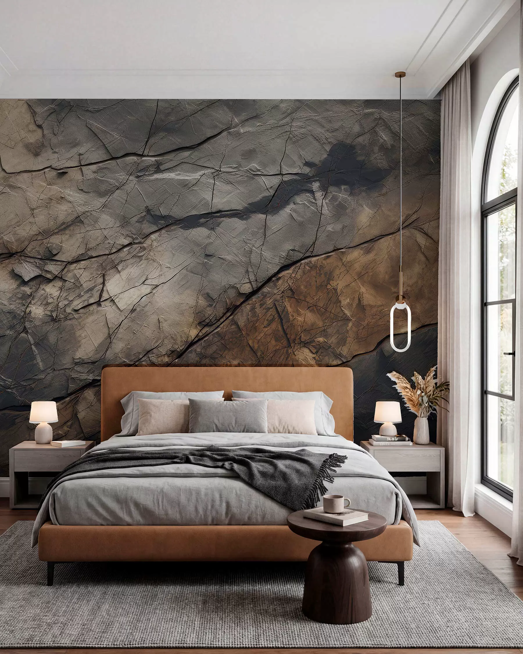 wall murals Tragovi tamnog kamena w03561