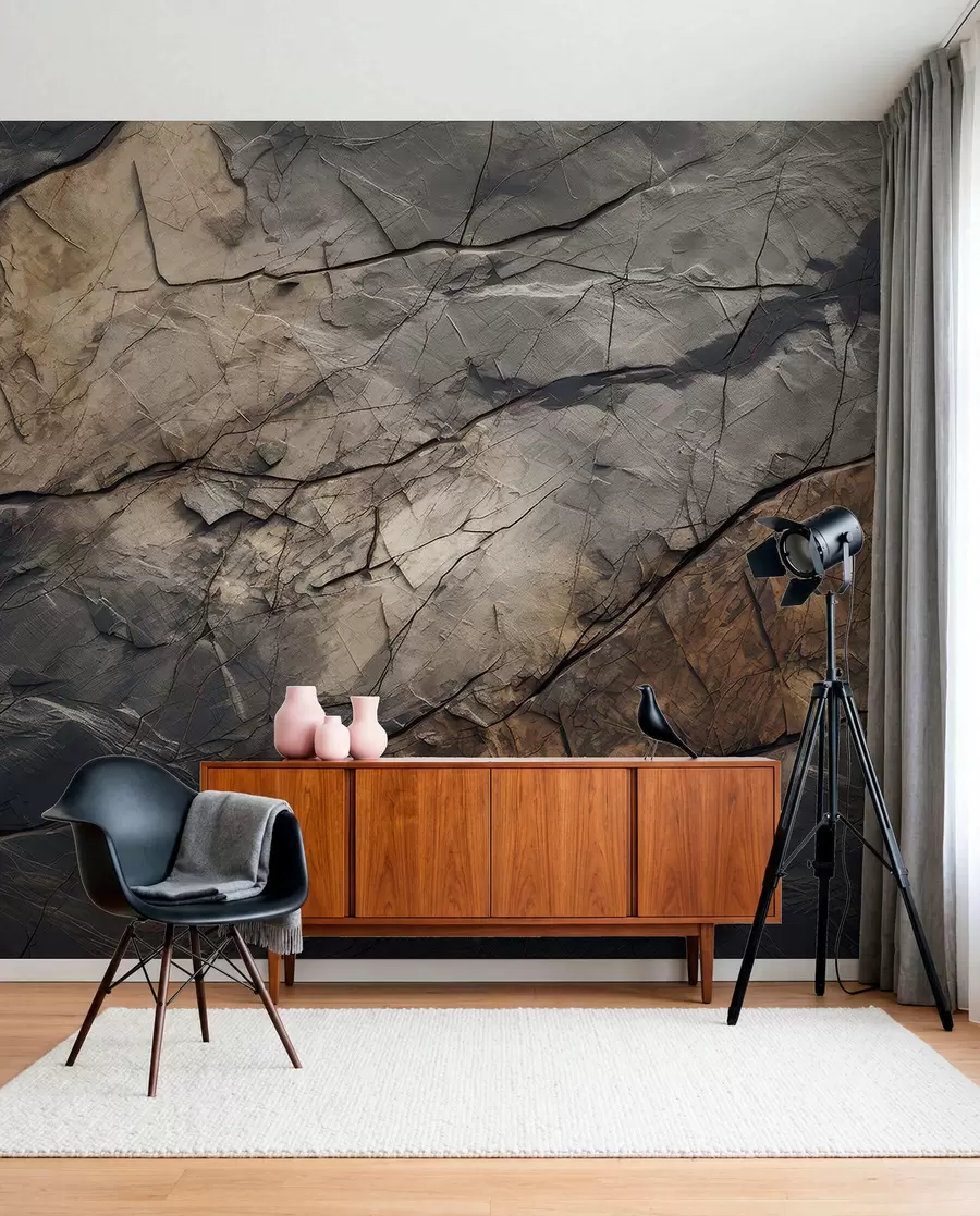 wall murals Tragovi tamnog kamena w03561