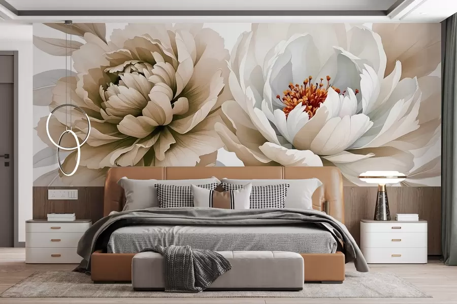 wall murals Бујни божури акварел w03558v2