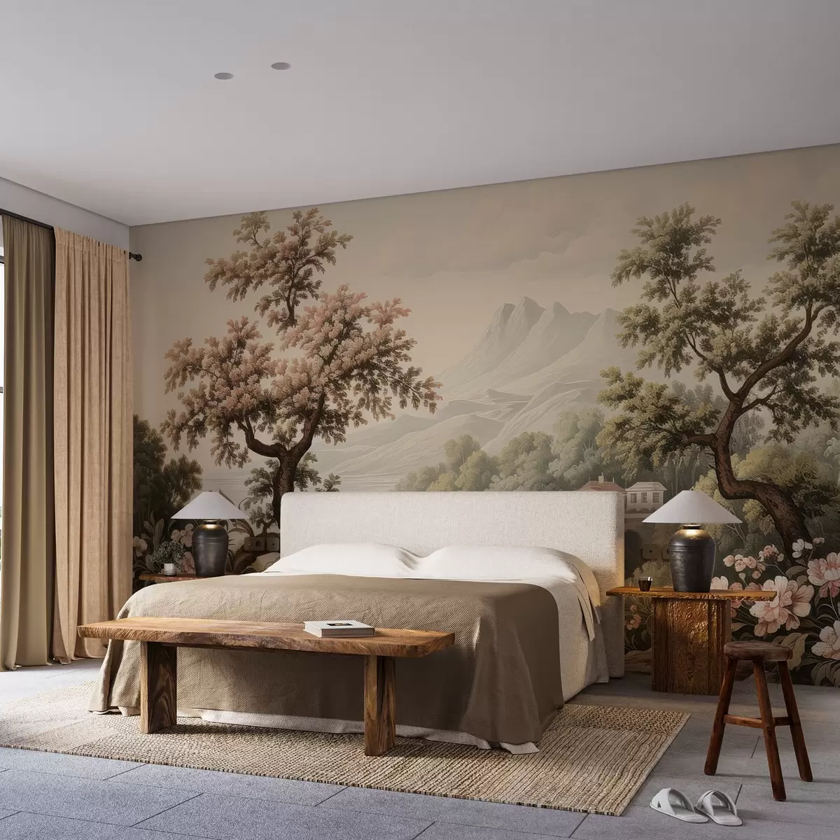 wall murals Осликан пејзаж у винтаге стилу w03560