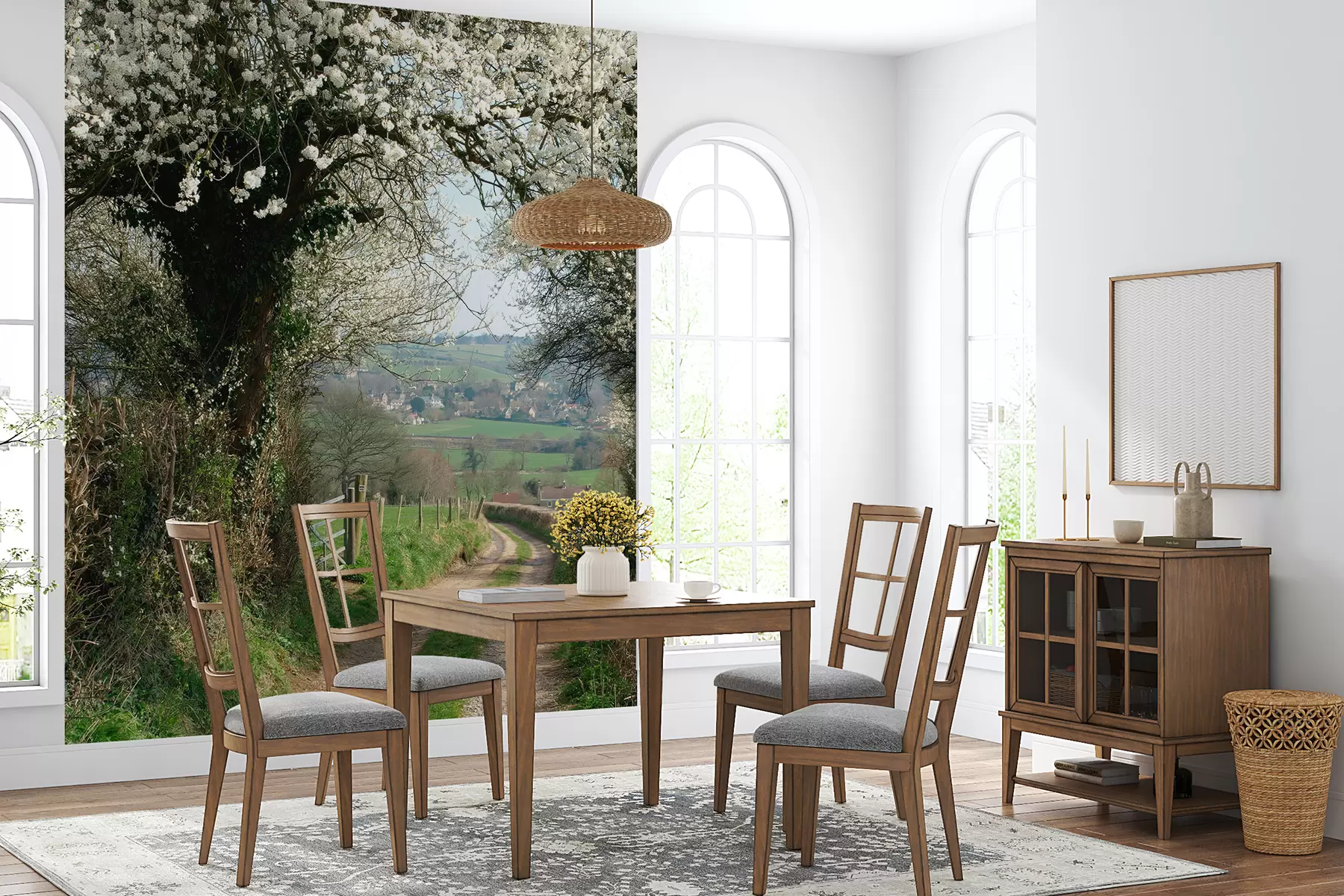 wall murals Сеоски пут, цветајуће дрво u55071