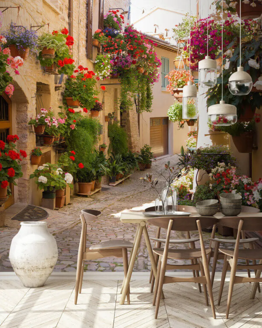 wall murals Италијанска улица, цвеће u57180