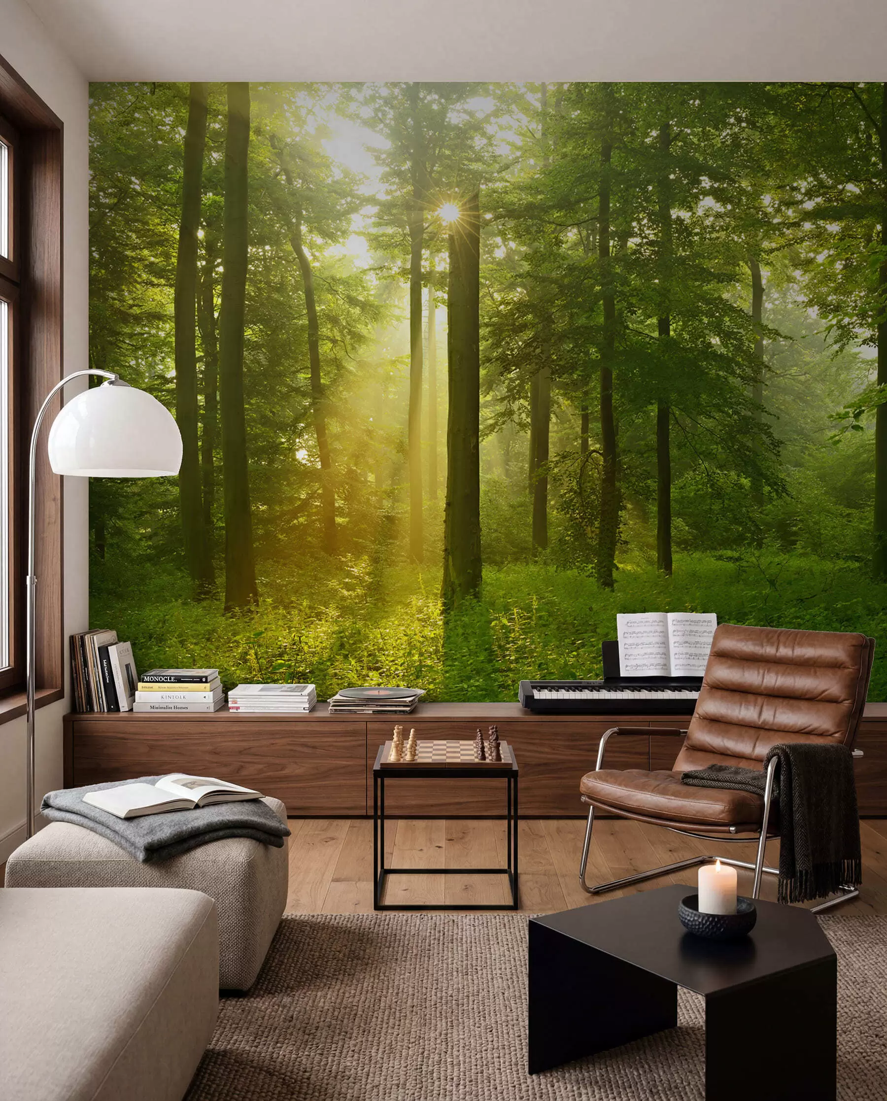 wall murals Zraci među stablima u57295