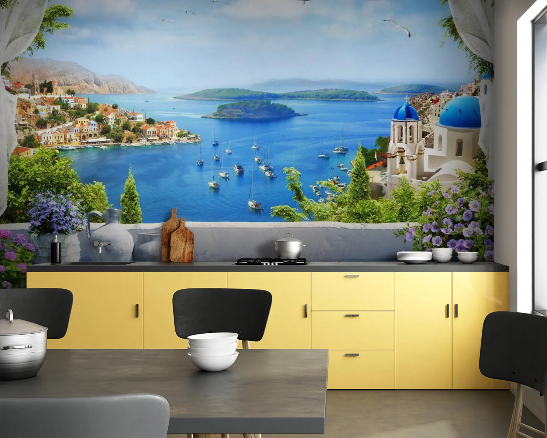 wall murals Тераса са погледом на море u60161
