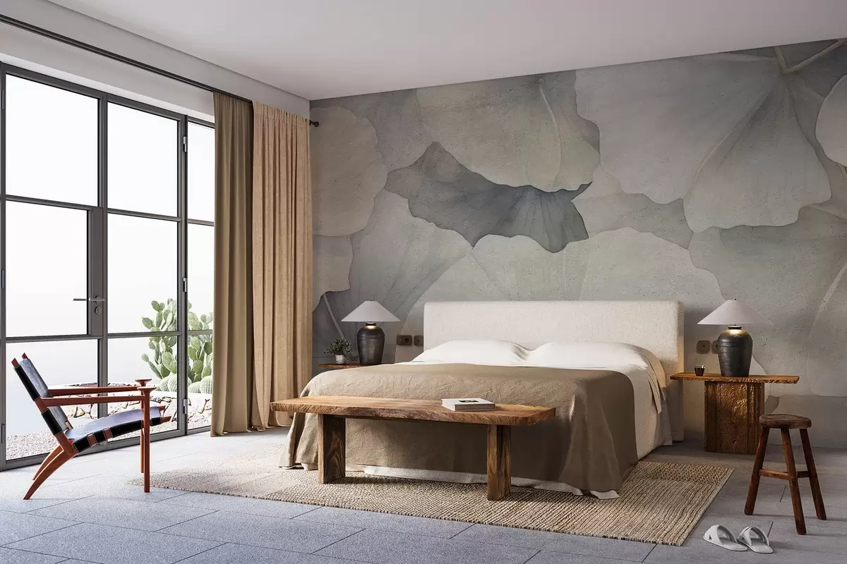 wall murals Велики листови гинка у грунге стилу w08947