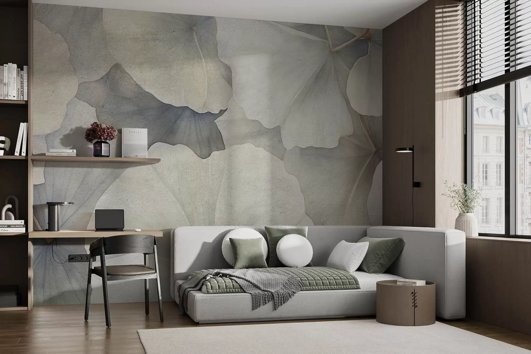 wall murals Велики листови гинка у грунге стилу w08947