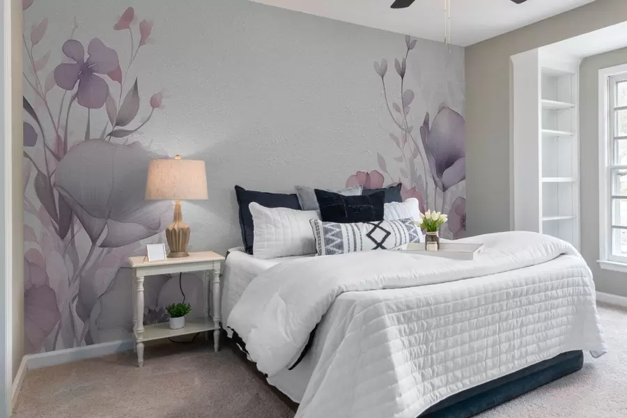 wall murals Велико цвеће, имитација акварела на лаганом бетонском зиду w08945