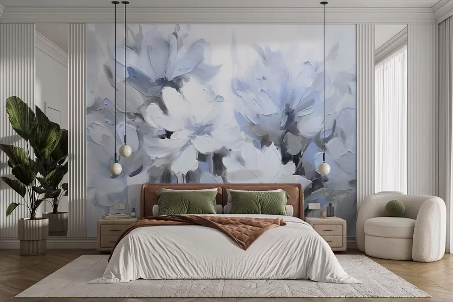 wall murals Апстрактно цвеће у стилу уљаних слика у меким тоновима w03575v2