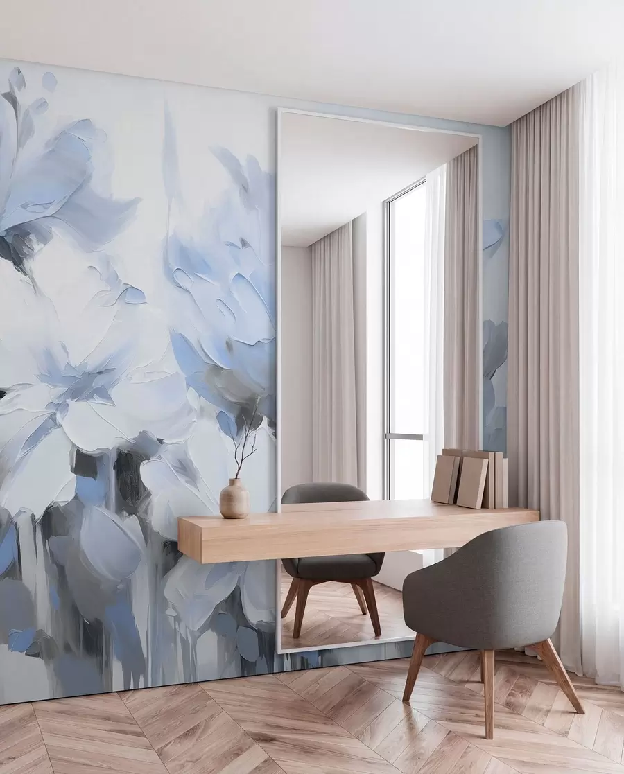 wall murals Апстрактно цвеће у стилу уљаних слика у меким тоновима w03575v2