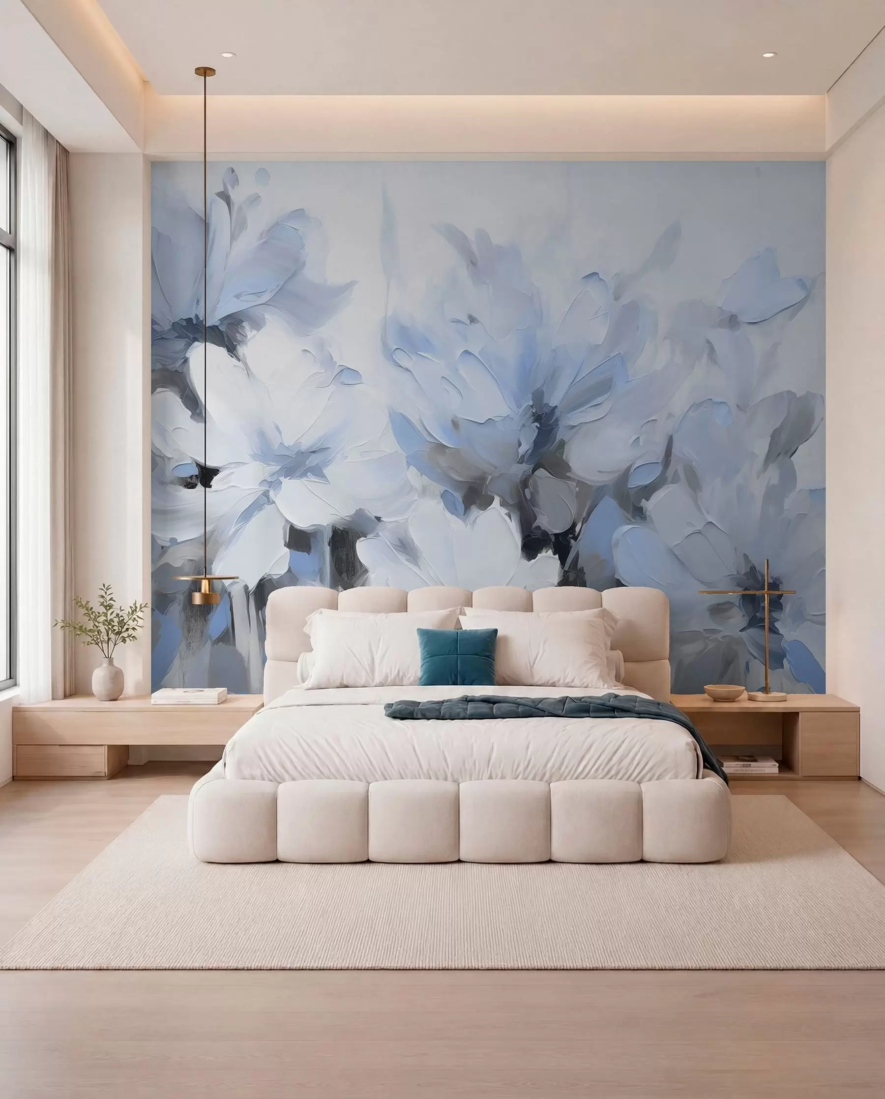 wall murals Апстрактно цвеће у стилу уљаних слика у меким тоновима w03575v2