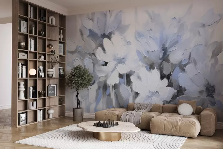 wall murals Апстрактно цвеће у стилу уљаних слика у меким тоновима w03575v2