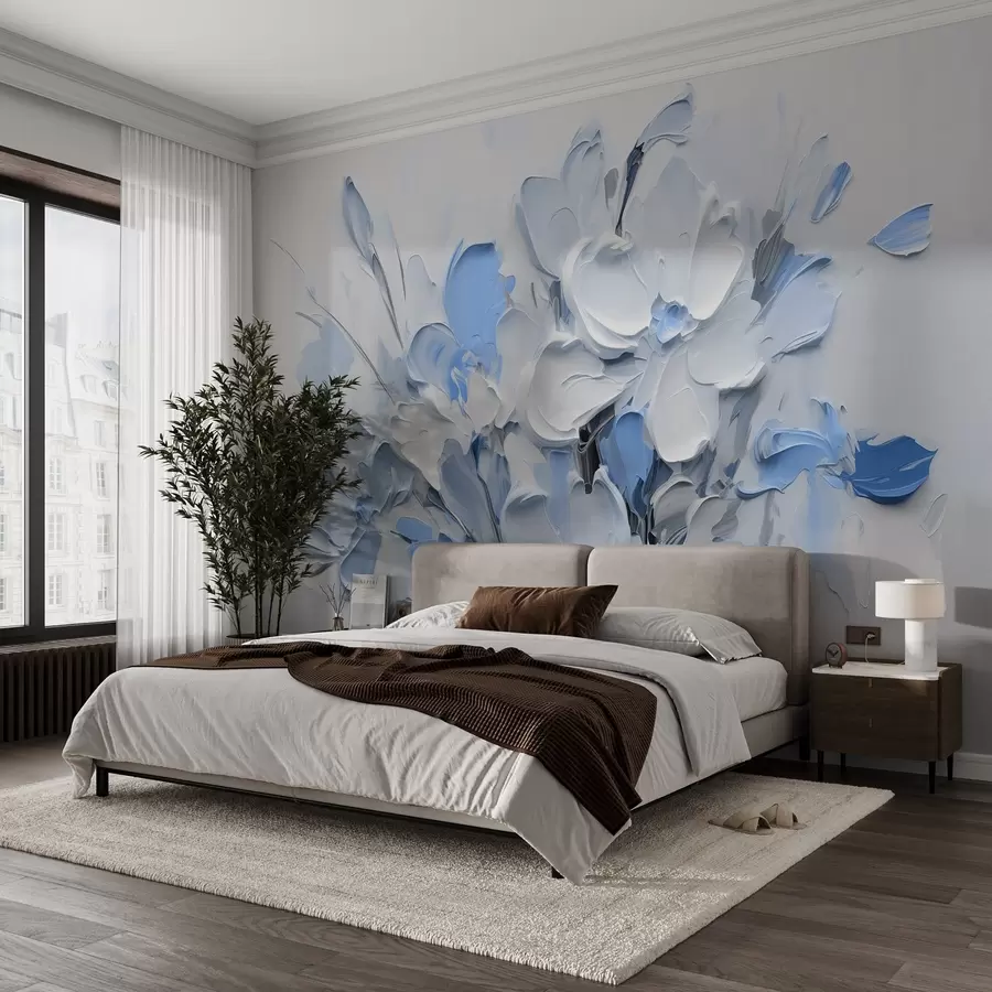 wall murals Апстрактно волуметријско цвеће у стилу уљаног сликарства w03582v1