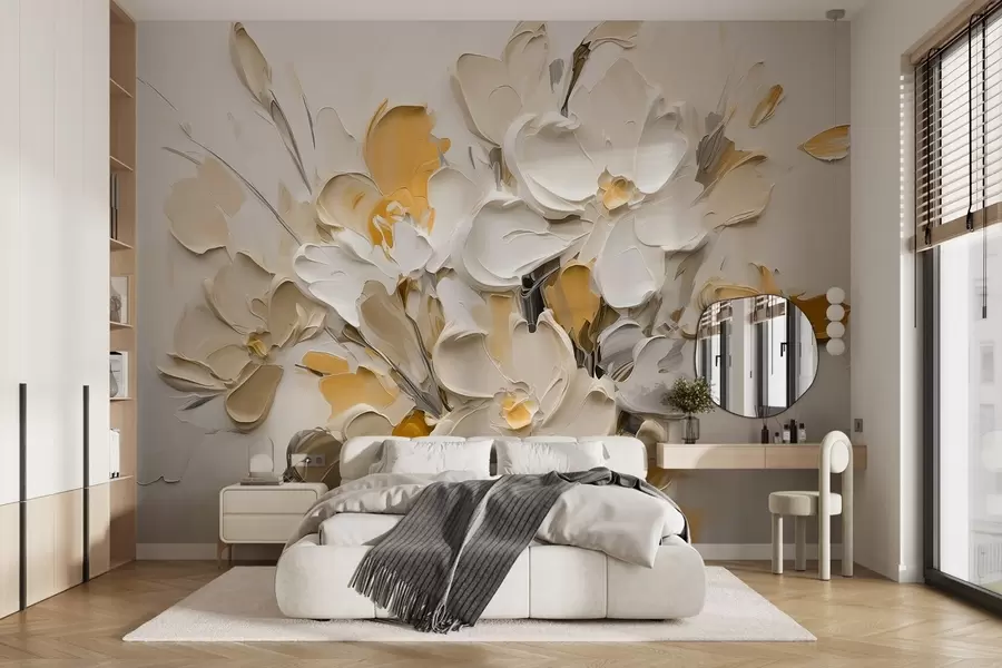 wall murals Апстрактно волуметријско цвеће у стилу уљаног сликарства w03582v2