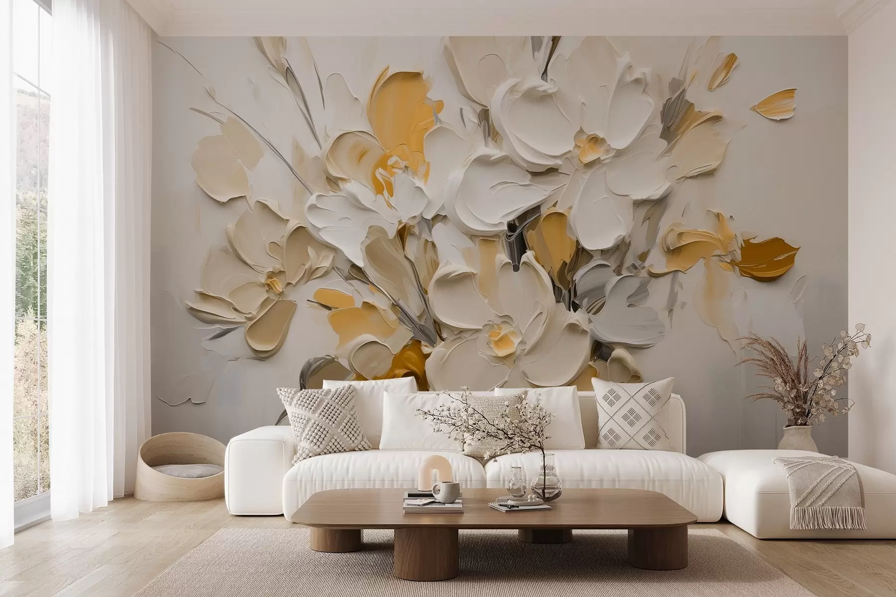 wall murals Апстрактно волуметријско цвеће у стилу уљаног сликарства w03582v2