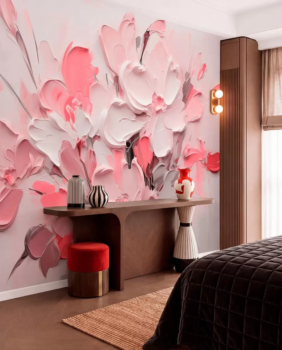 wall murals Апстрактно волуметријско цвеће у стилу уљаног сликарства w03582v3